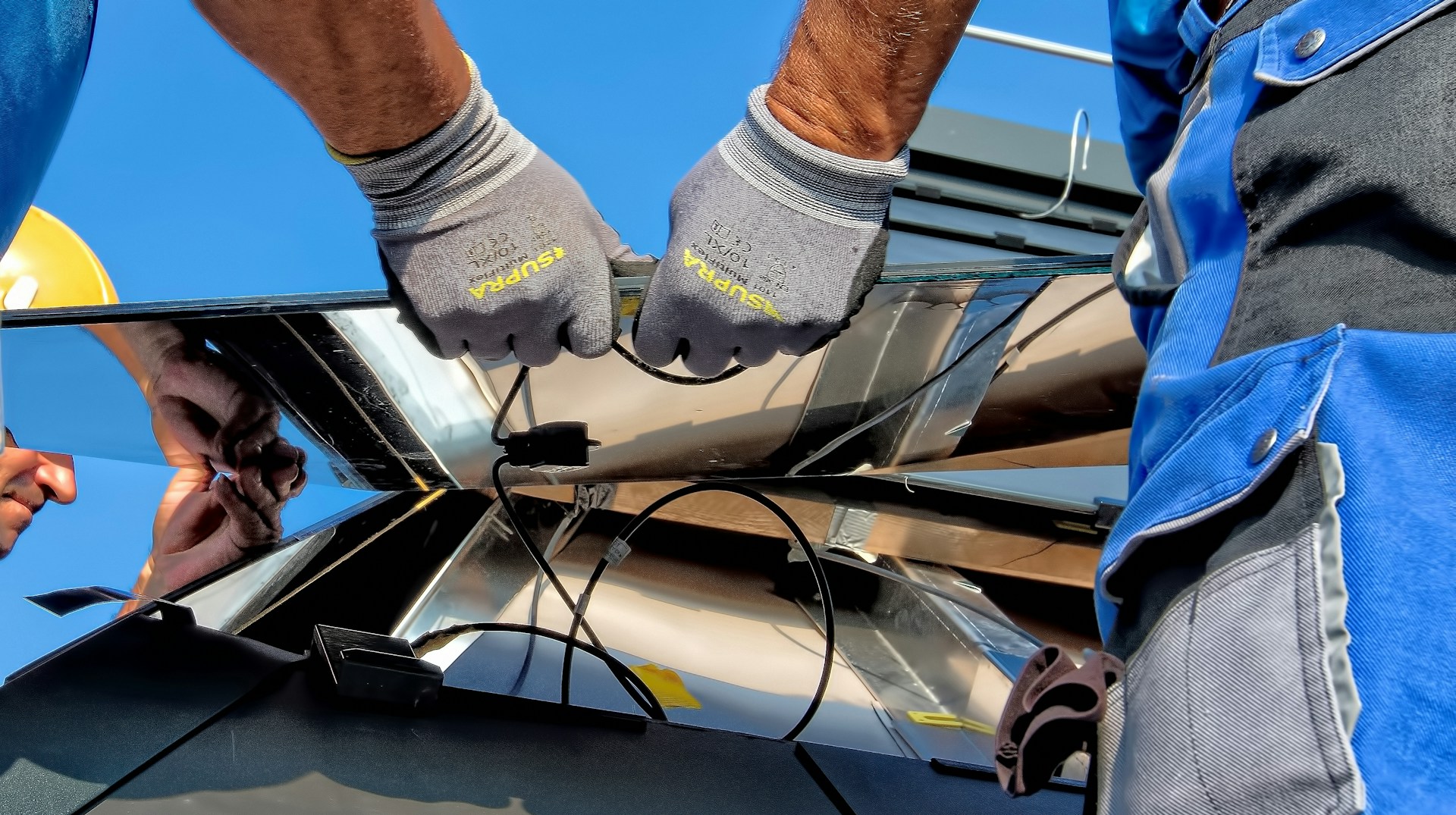 Solar panel installation in progress